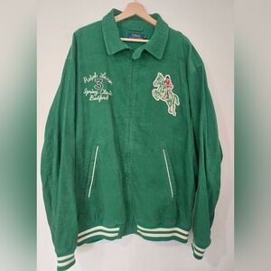 Polo Ralph Lauren Green Corduroy Varsity Equine Club Bedford Jacket Size XlT